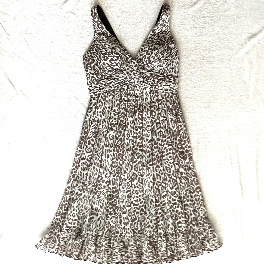 Teri Jon Gorgeous Leopard Print Silk Sleeveless Dress Size 6